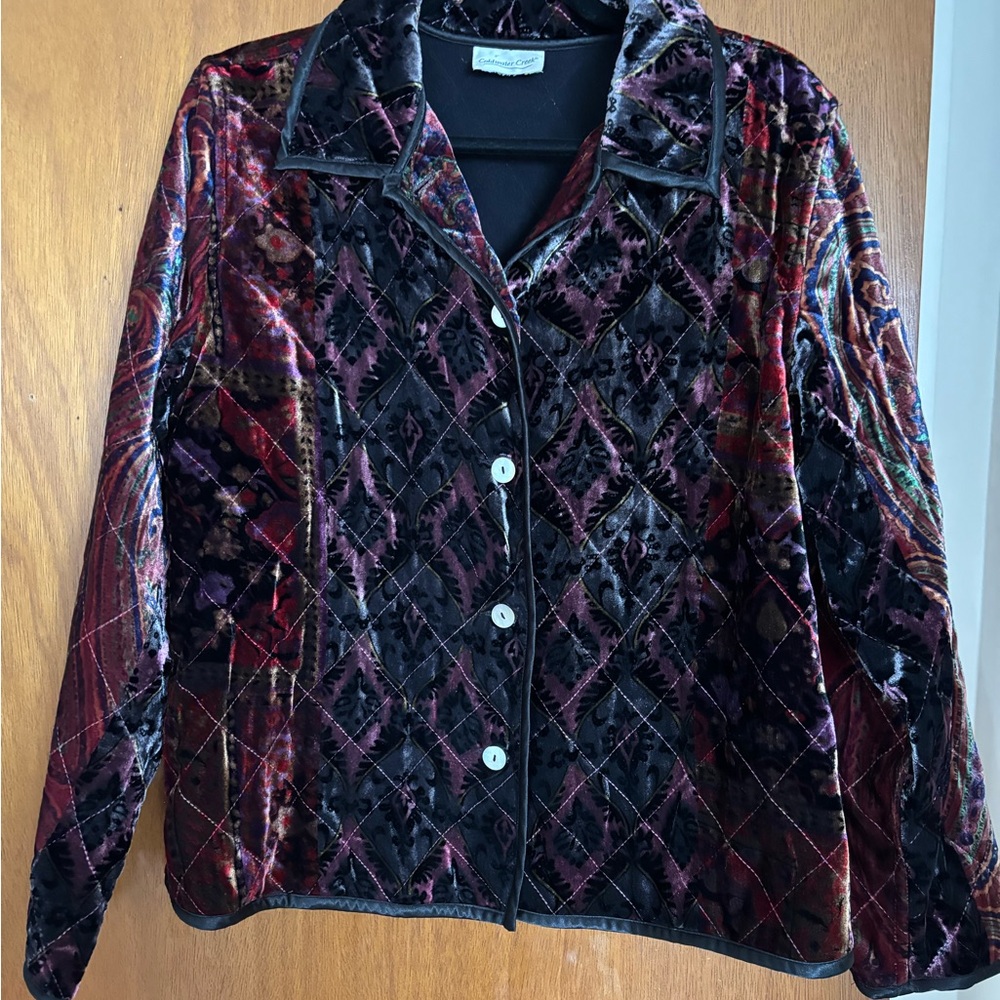 Coldwater Creek Multicolor Quilted Velvet Jacket